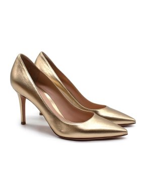 Gianvito Rossi Gold Metallic Pointed Toe Pumps
