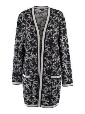 Chanel Black & Grey Intarsia Knit Longline Cardigan