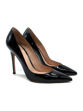 Gianvito Rossi Black Patent Leather Pointed Toe Pumps