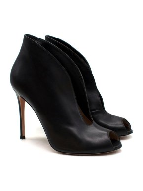 Gianvito Rossi Black Cut Out Vamp Peep Toe Boots
