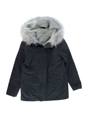 Yves Salomon Fur Trimmed Navy Parka