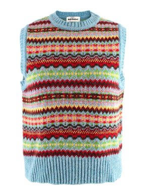 Molly Goddard Blue Fair Isle Lennon Lambswool Vest