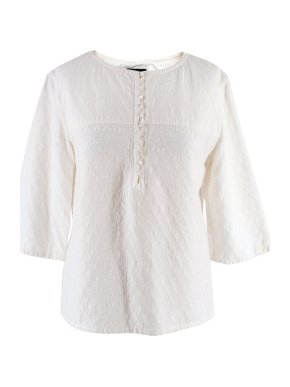 White jacquard Short Sleeved Blouse