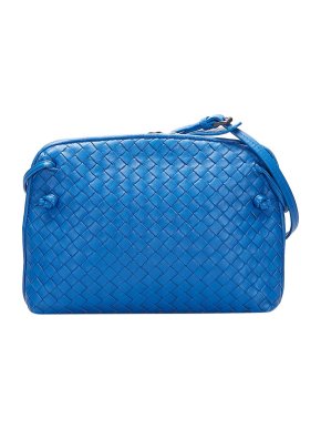 Bottega Veneta Blue Intrecciato Leather Nodini Bag