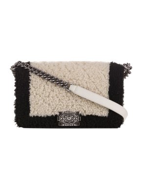 Chanel Black & Beige Shearling Boy Bag