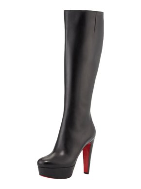 Christian Louboutin Lady Boot Black Leather Knee Boots