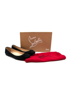 Christian Louboutin Black Square Toe Suede Ballerinas