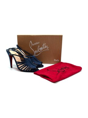 Christian Louboutin Blue Caged Satin Slingback Sandals