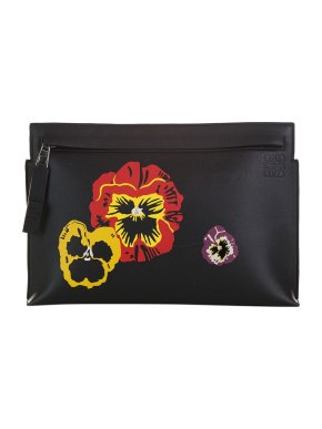 Loewe Pansies Embroidered Leather Pouch