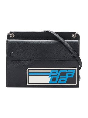 Prada Saffiano Lux Racing Logo Patch Crossbody Bag