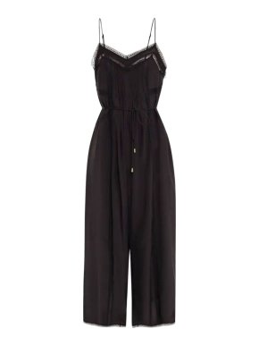 Zimmermann Black Lace Trimmed Cropped Jumpsuit