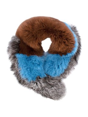 Blue, Grey & Tan Fox Fur Stole