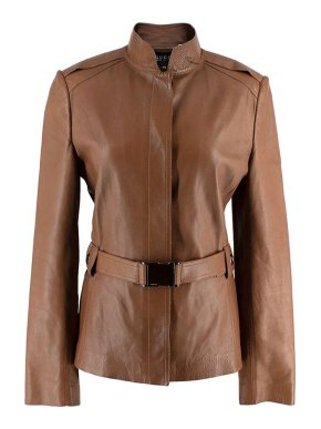 Gucci Vintage Brown Leather Belted Jacket