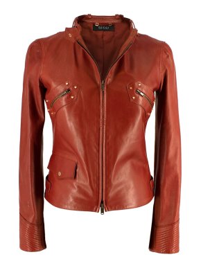 Gucci Vintage Red Studded Leather Biker Jacket
