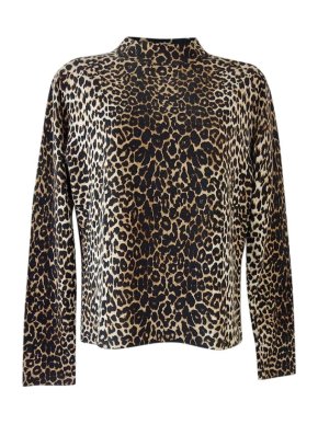 Rixo High Neck Leopard Print Tully Top