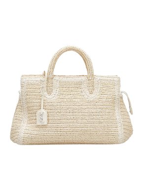 Saint Laurent Vintage Raffia Cabas Tote Bag