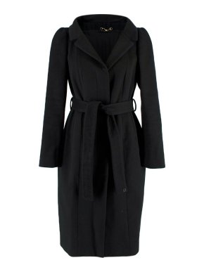 Gucci Black Wool Blend Belted Trench Coat