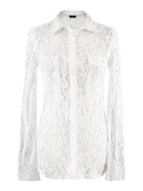 Joseph White Lace Button Down Blouse