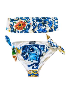 Dolce & Gabbana Sicily Printed Bandeau Bikini