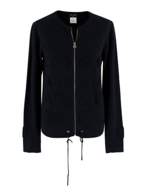 Chanel Chenille Embroidered Cashmere Zip Up Cardigan