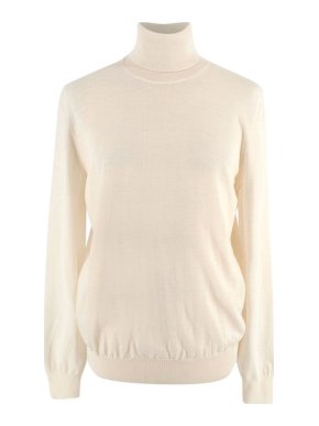 Saint Laurent Cream Virgin Wool Turtleneck Jumper