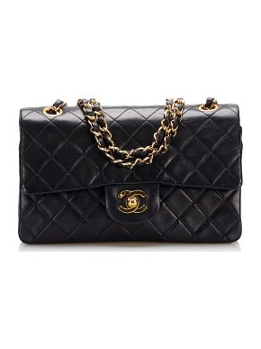 Chanel Black Lambskin Quilted Small Double Flap Bag