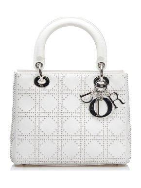 Medium Studded White Leather Lady Dior Bag