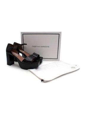 Tabitha Simmons Black Snake Skin Platform Sandals