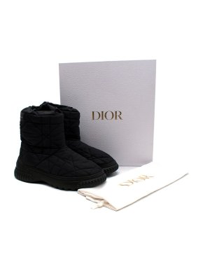 Dior Cannage Quilted Nylon & Shearling Frost Ankle Boots