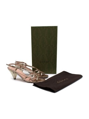 Gucci Snake Embossed GG Marmont Sling Back Sandals