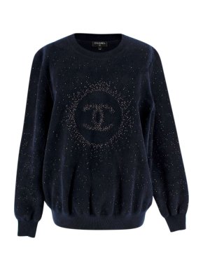 Chanel '20 Navy & Gold CC Chenille Jumper