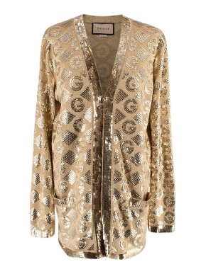 Gucci G Gold Sequinned Cardigan