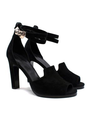 Hermes Black Suede Nina Sandals PHW