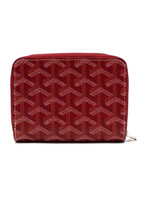 Red Goyardine Tuileries Zip Compact Wallet