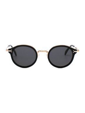 Celine Joe Black Gold Round Sunglasses