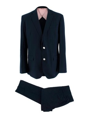 Brooks Brothers Navy Textured Cotton Single Breasted Suit