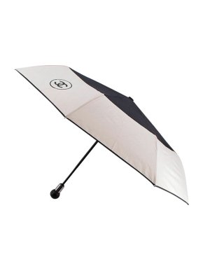 Chanel Taupe & Black VIP Gift CC Umbrella