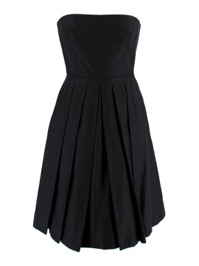 Dolce & Gabbana Black Bustier Pleated Cotton Dress