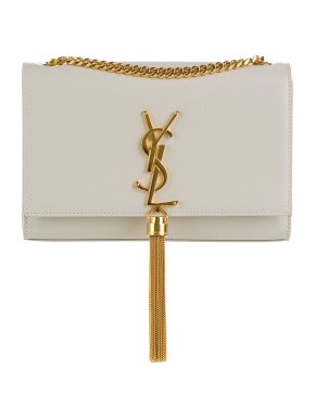 Saint Laurent White Kate Small Tassel Chain Bag