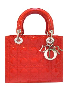 Red Patent Cannage Medium Lady Dior Bag