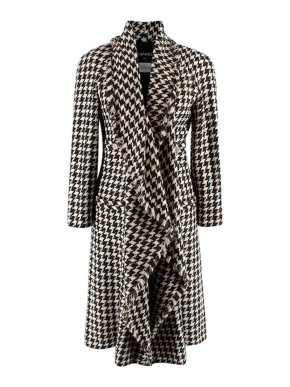 Chanel Paris/Versailles Houndstooth Draped Coat