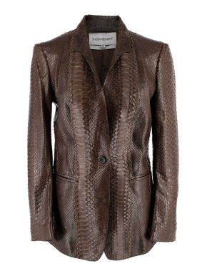 Saint Laurent Brown Vintage Python Single Breasted Blazer