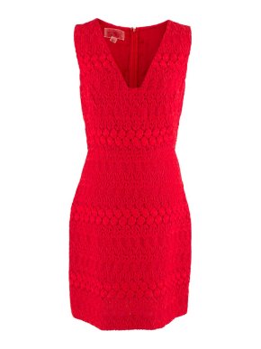 Giambattista Valli Red Floral Lace Sleeveless Mini Dress