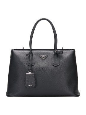 Prada Saffiano Turnlock Twin Tote Bag
