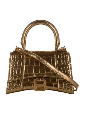 Balenciaga Gold Crocodile Embossed Hourglass XS