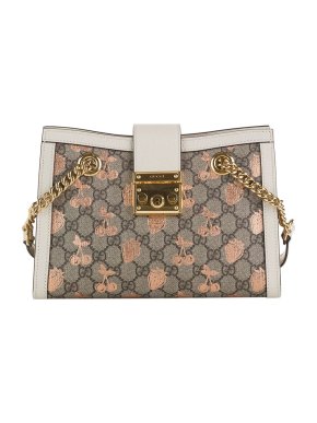 Gucci Small GG Supreme Berry Padlock Tote