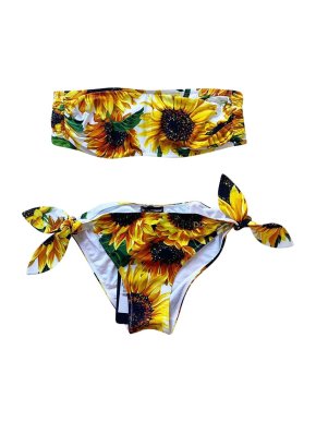 Dolce & Gabbana Sunflower Printed Two Piece Bandeau Bikini