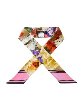 Dolce & Gabbana Hydrangea Peony Printed Silk Twilly Scarf