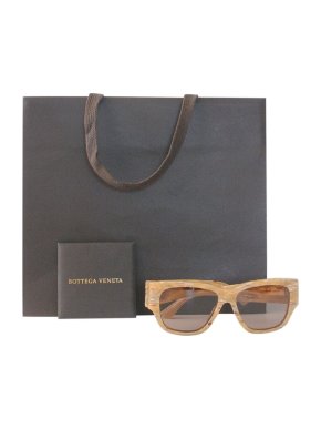 Bottega Veneta Beige Acetate Square Sunglasses