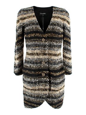 Chanel Black, White and Gold Tweed Jacket